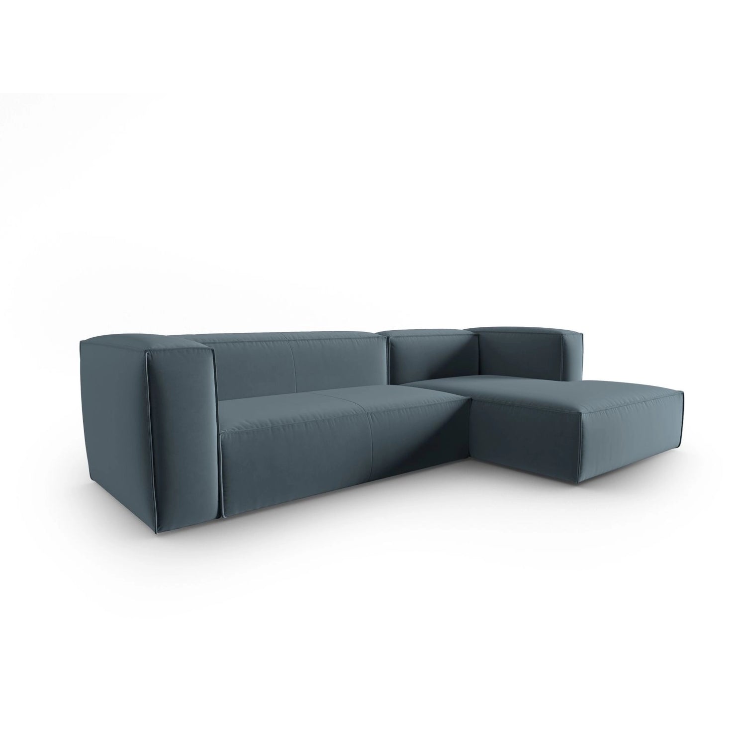 Mackay 4-Sitzer Ecksofa, Rechte Seite, aus Samt in Pastellblau (Casino Dark Blue), 282x166x73 cm von Cosmopolitan Design – Bild 3