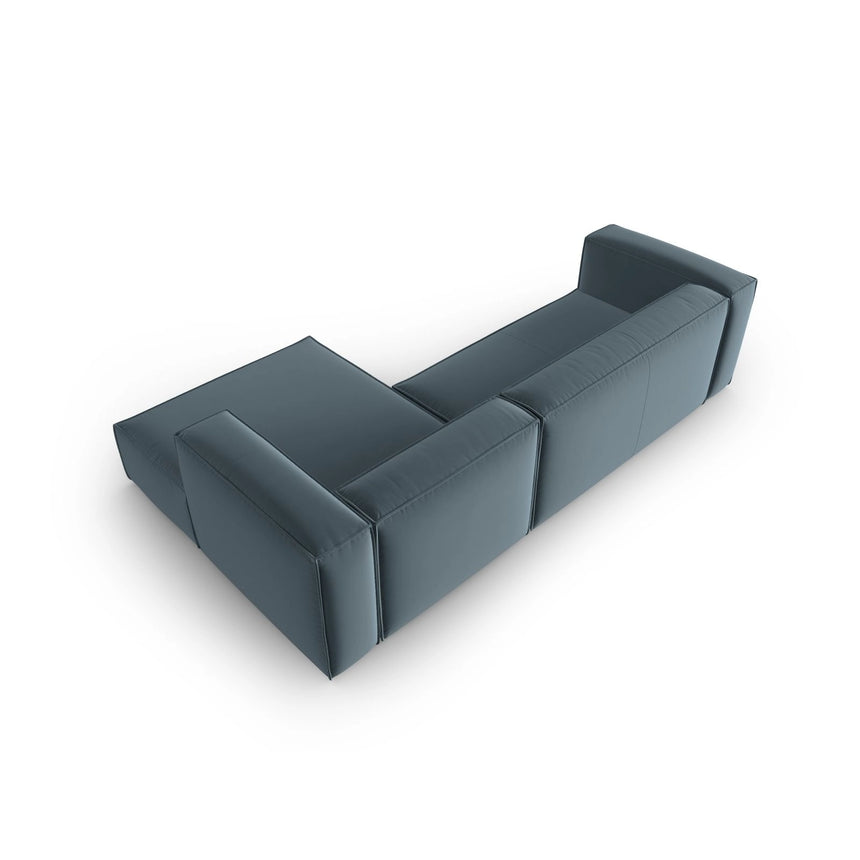 Mackay 4-Sitzer Ecksofa, Rechte Seite, aus Samt in Pastellblau (Casino Dark Blue), 282x166x73 cm von Cosmopolitan Design – Bild 4