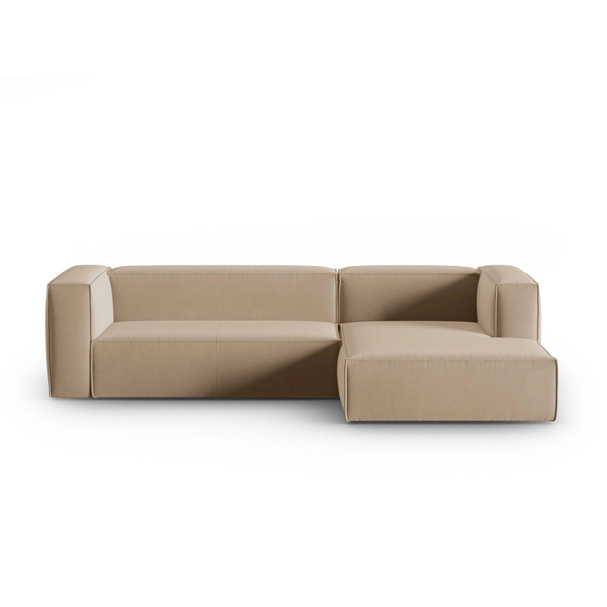 Mackay 4-Sitzer Ecksofa, Rechte Seite, aus Samt in Sand (Casino Lion), 282x166x73 cm von Cosmopolitan Design – Bild 1