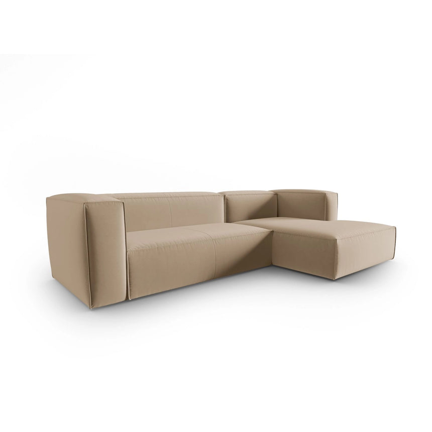 Mackay 4-Sitzer Ecksofa, Rechte Seite, aus Samt in Sand (Casino Lion), 282x166x73 cm von Cosmopolitan Design – Bild 3