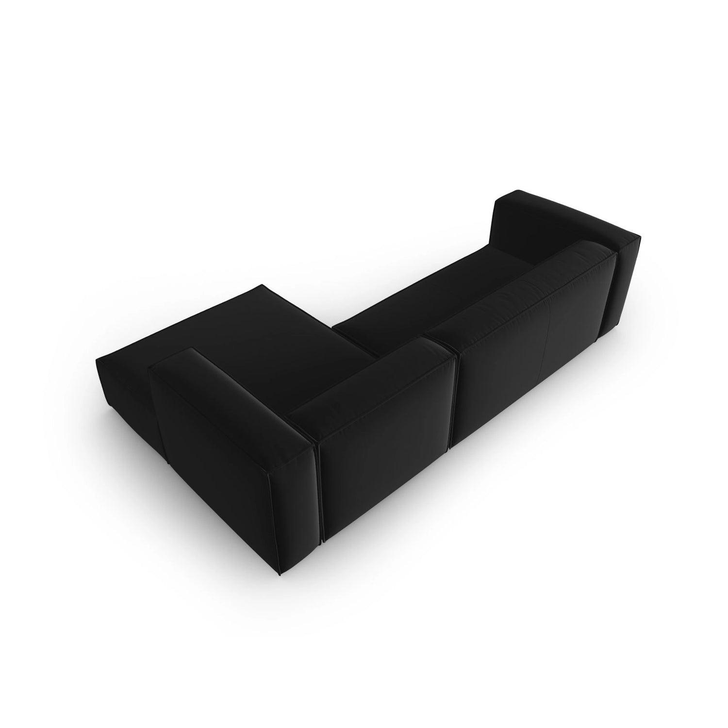 Mackay 4-Sitzer Ecksofa, Rechte Seite, aus Samt in Schwarz (Casino Black), 282x166x73 cm von Cosmopolitan Design – Bild 4
