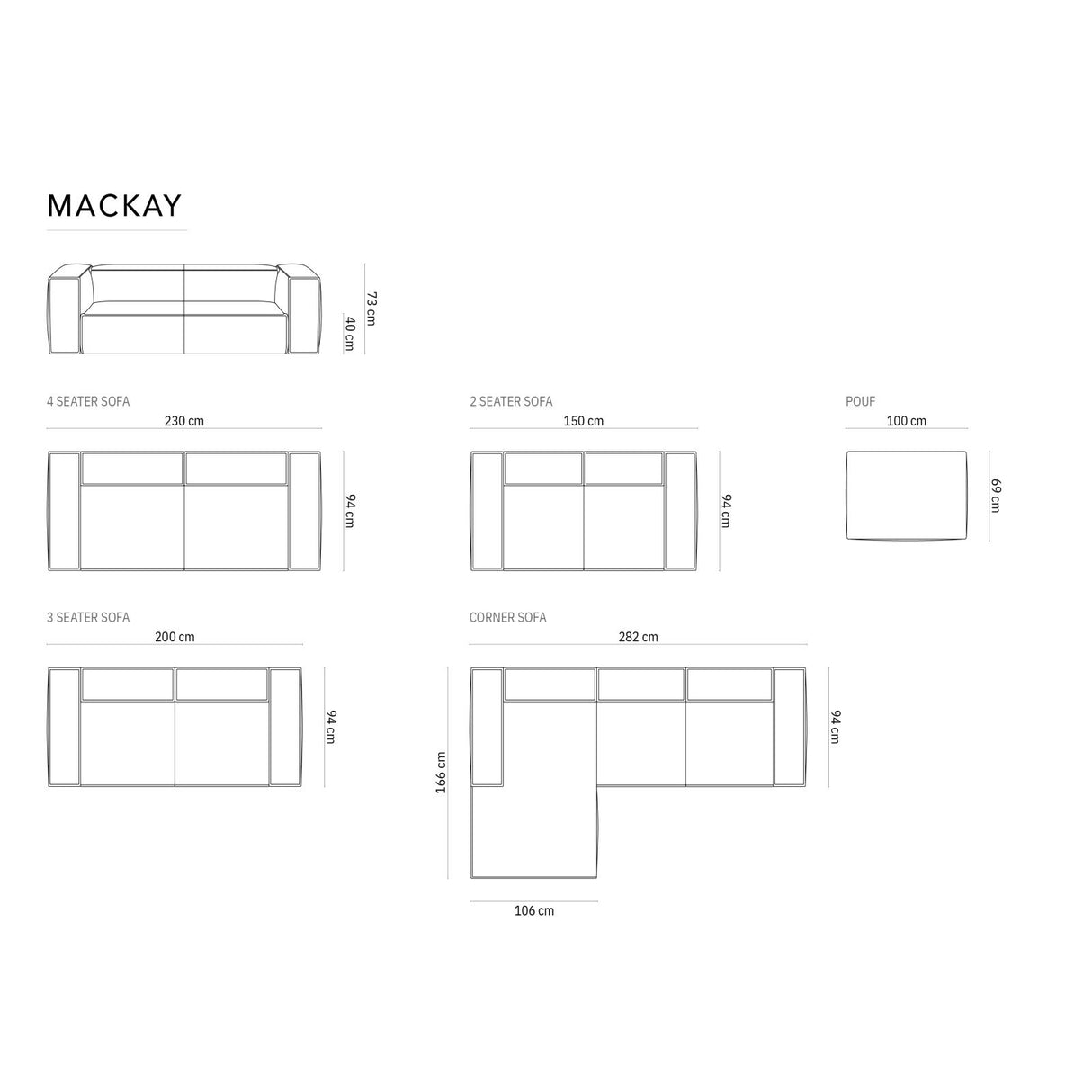 Mackay 4-Sitzer Sofa aus Strukturierter Stoff in Terrakotta (Bubble 10), 230x94x73 cm von Cosmopolitan Design – Bild 2