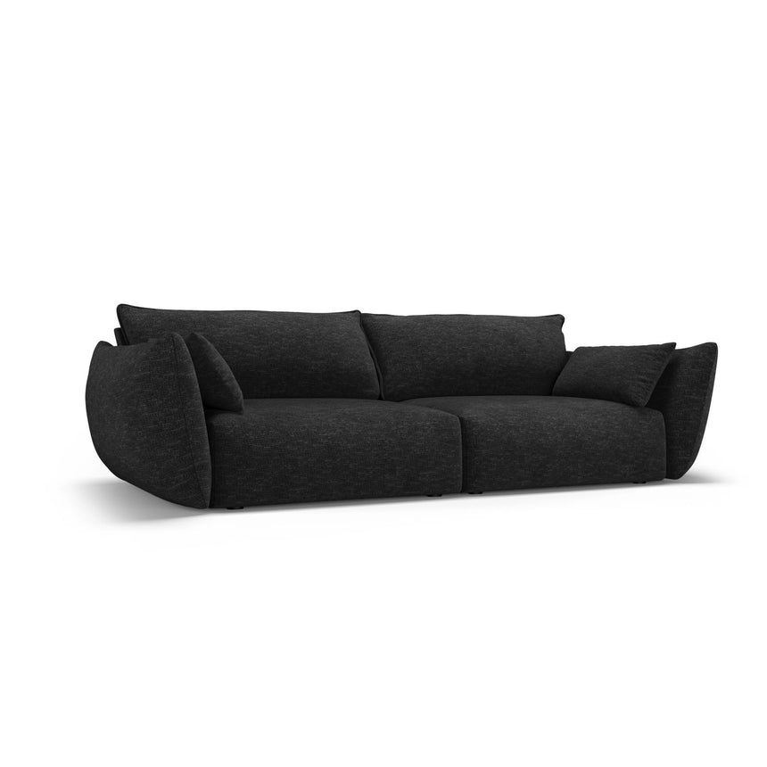 Matera 3-Sitzer Sofa aus Chenille in Schwarz (Haga 19), 208x110x85 cm von Cosmopolitan Design – Bild 3