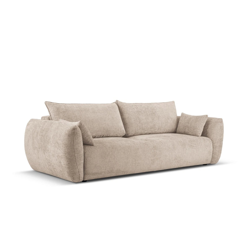 Matera 3-Sitzer Sofa mit Schlaffunktion und Stauraum, aus Chenille in Beige (Haga 30), 240x108x86 cm von Cosmopolitan Design – Bild 3