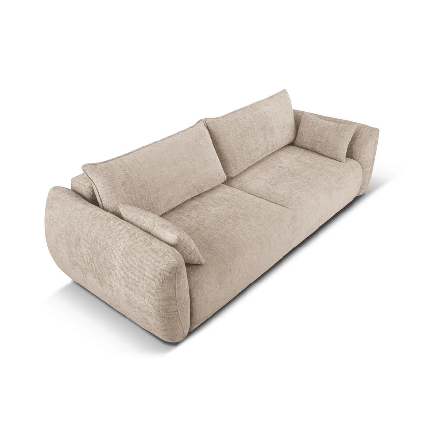 Matera 3-Sitzer Sofa mit Schlaffunktion und Stauraum, aus Chenille in Beige (Haga 30), 240x108x86 cm von Cosmopolitan Design – Bild 4