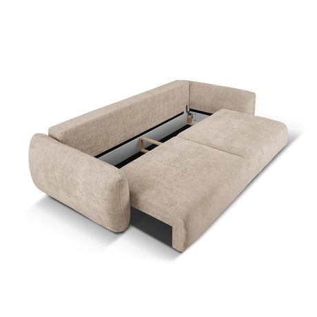 Matera 3-Sitzer Sofa mit Schlaffunktion und Stauraum, aus Chenille in Beige (Haga 30), 240x108x86 cm von Cosmopolitan Design – Bild 5