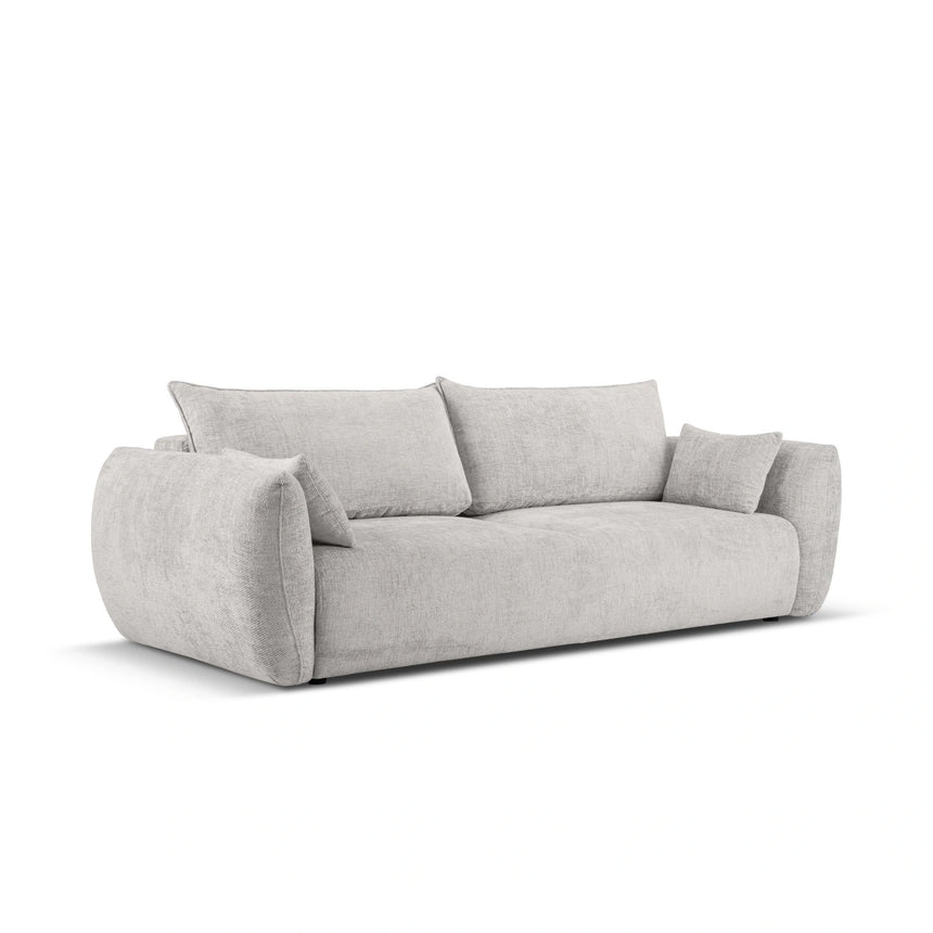 Matera 3-Sitzer Sofa mit Schlaffunktion und Stauraum, aus Chenille in Hellgrau (Haga 06), 240x108x86 cm von Cosmopolitan Design – Bild 3