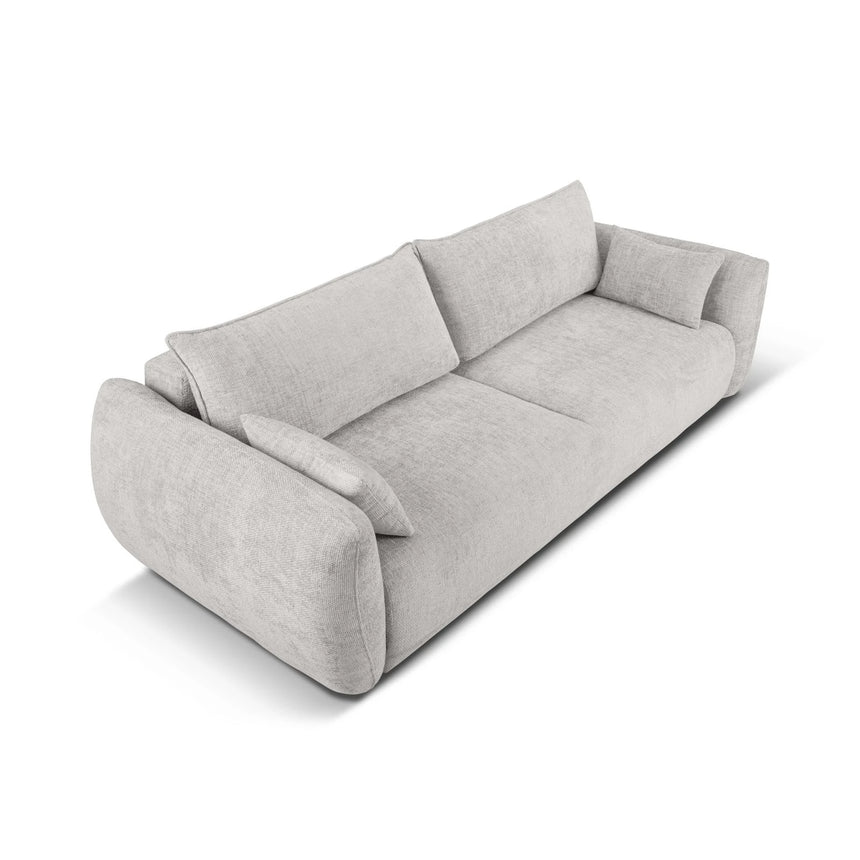Matera 3-Sitzer Sofa mit Schlaffunktion und Stauraum, aus Chenille in Hellgrau (Haga 06), 240x108x86 cm von Cosmopolitan Design – Bild 4