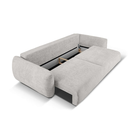 Matera 3-Sitzer Sofa mit Schlaffunktion und Stauraum, aus Chenille in Hellgrau (Haga 06), 240x108x86 cm von Cosmopolitan Design – Bild 5