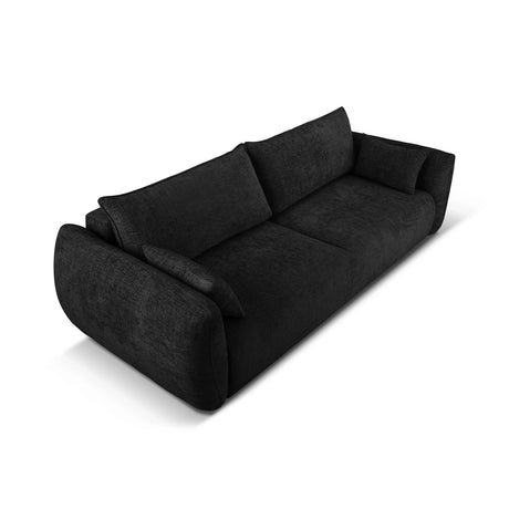 Matera 3-Sitzer Sofa mit Schlaffunktion und Stauraum, aus Chenille in Schwarz (Haga 19), 240x108x86 cm von Cosmopolitan Design – Bild 4