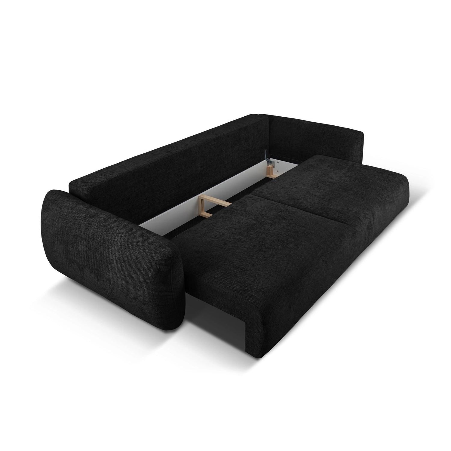 Matera 3-Sitzer Sofa mit Schlaffunktion und Stauraum, aus Chenille in Schwarz (Haga 19), 240x108x86 cm von Cosmopolitan Design – Bild 5
