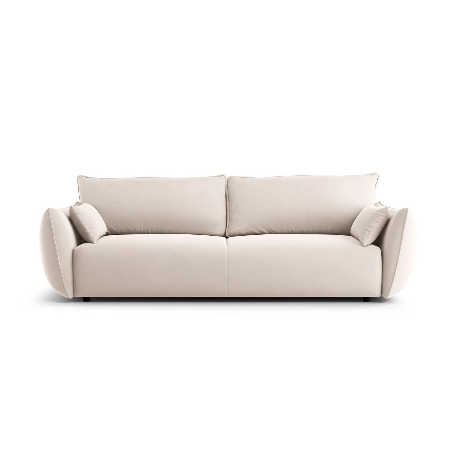 Matera 3-Sitzer Sofa mit Schlaffunktion und Stauraum, aus Samt in Beige (Salvador 1), 240x108x86 cm von Cosmopolitan Design – Bild 1