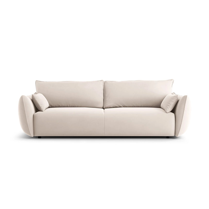 Matera 3-Sitzer Sofa mit Schlaffunktion und Stauraum, aus Samt in Beige (Salvador 1), 240x108x86 cm von Cosmopolitan Design – Bild 1