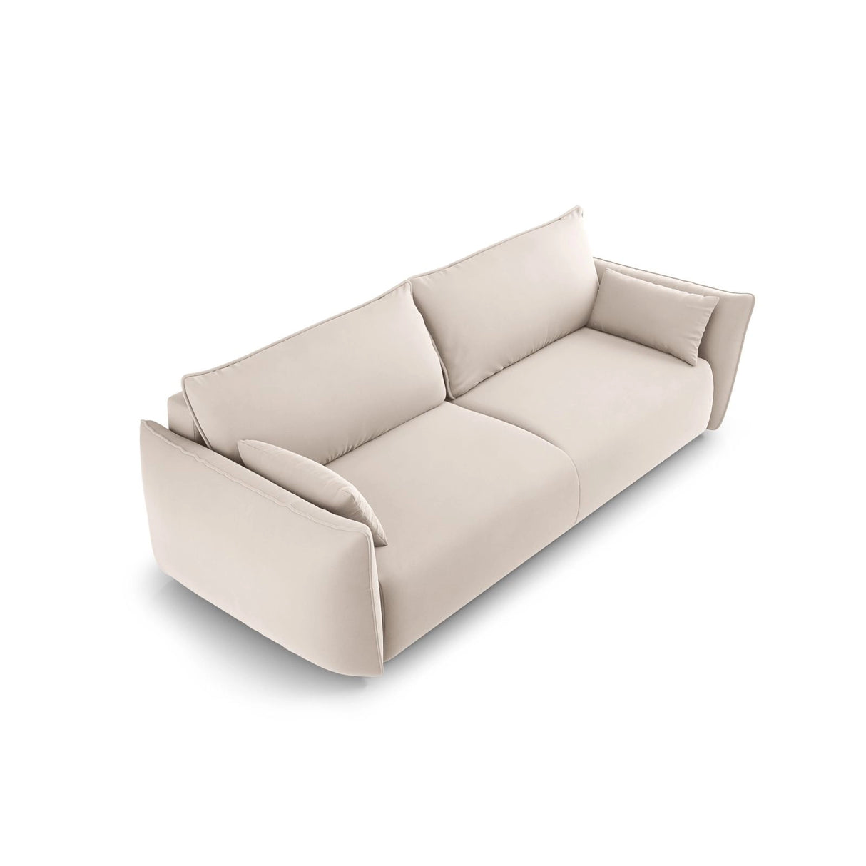 Matera 3-Sitzer Sofa mit Schlaffunktion und Stauraum, aus Samt in Beige (Salvador 1), 240x108x86 cm von Cosmopolitan Design – Bild 5