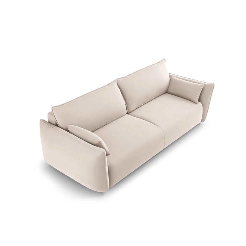 Matera 3-Sitzer Sofa mit Schlaffunktion und Stauraum, aus Samt in Beige (Salvador 1), 240x108x86 cm von Cosmopolitan Design – Bild 5