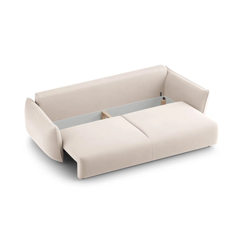 Matera 3-Sitzer Sofa mit Schlaffunktion und Stauraum, aus Samt in Beige (Salvador 1), 240x108x86 cm von Cosmopolitan Design – Bild 6