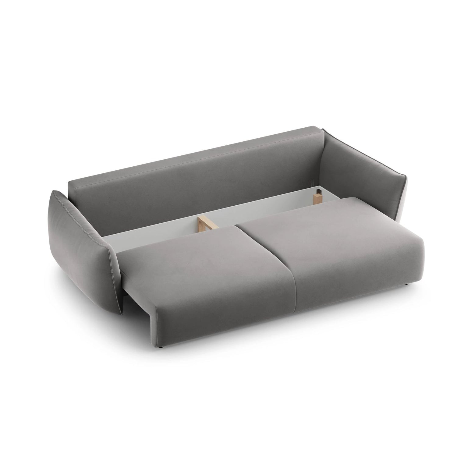 Matera 3-Sitzer Sofa mit Schlaffunktion und Stauraum, aus Samt in Grau (Salvador 17), 240x108x86 cm von Cosmopolitan Design – Bild 6