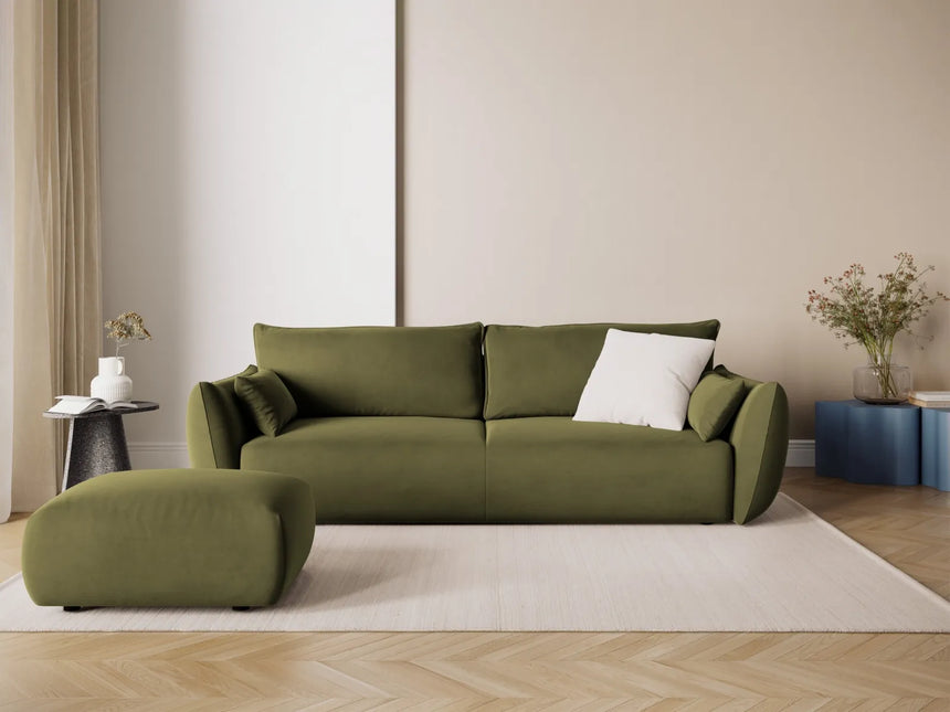 Matera 3-Sitzer Sofa mit Schlaffunktion und Stauraum, aus Samt in Grün (Salvador 8), 240x108x86 cm von Cosmopolitan Design – Bild 2