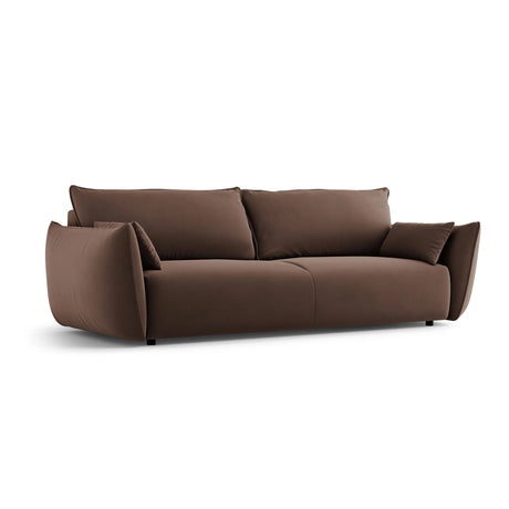 Matera 3-Sitzer Sofa mit Schlaffunktion und Stauraum, aus Samt in Schokolade (Salvador 4), 240x108x86 cm von Cosmopolitan Design – Bild 4