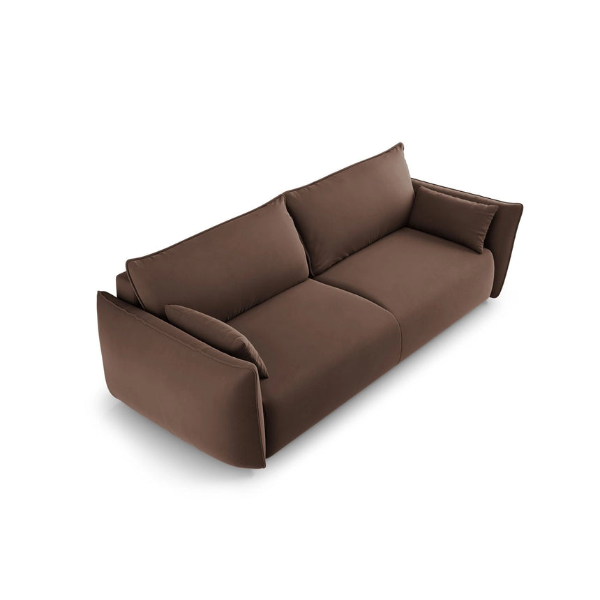 Matera 3-Sitzer Sofa mit Schlaffunktion und Stauraum, aus Samt in Schokolade (Salvador 4), 240x108x86 cm von Cosmopolitan Design – Bild 5