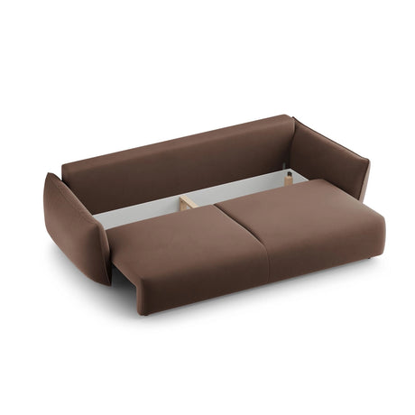 Matera 3-Sitzer Sofa mit Schlaffunktion und Stauraum, aus Samt in Schokolade (Salvador 4), 240x108x86 cm von Cosmopolitan Design – Bild 6