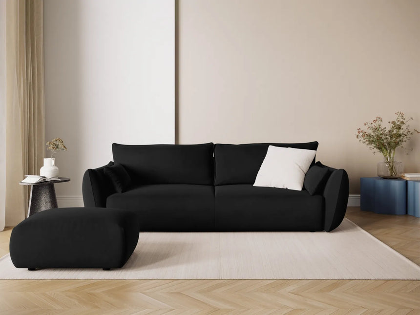 Matera 3-Sitzer Sofa mit Schlaffunktion und Stauraum, aus Samt in Schwarz (Salvador 19), 240x108x86 cm von Cosmopolitan Design – Bild 2