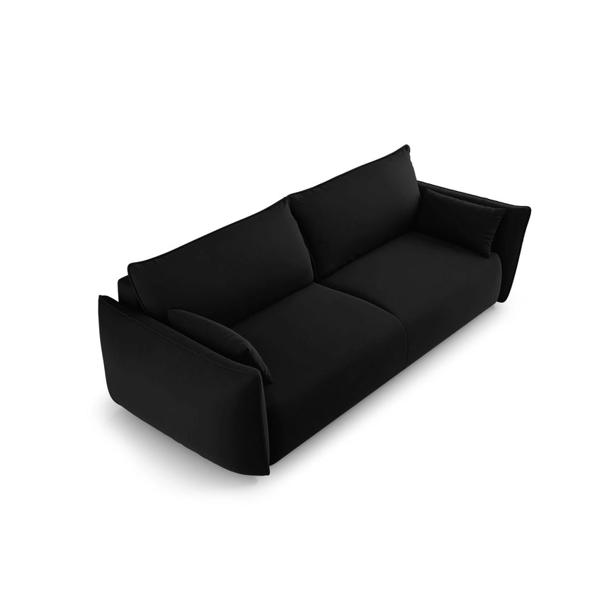 Matera 3-Sitzer Sofa mit Schlaffunktion und Stauraum, aus Samt in Schwarz (Salvador 19), 240x108x86 cm von Cosmopolitan Design – Bild 5