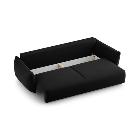 Matera 3-Sitzer Sofa mit Schlaffunktion und Stauraum, aus Samt in Schwarz (Salvador 19), 240x108x86 cm von Cosmopolitan Design – Bild 6
