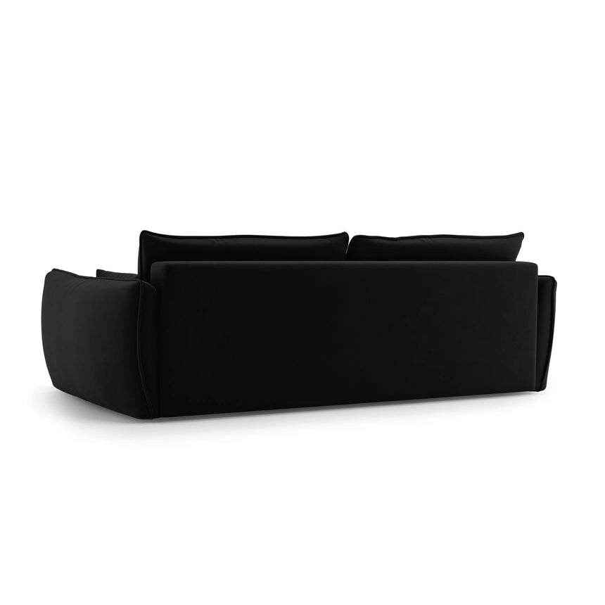 Matera 3-Sitzer Sofa mit Schlaffunktion und Stauraum, aus Samt in Schwarz (Salvador 19), 240x108x86 cm von Cosmopolitan Design – Bild 8