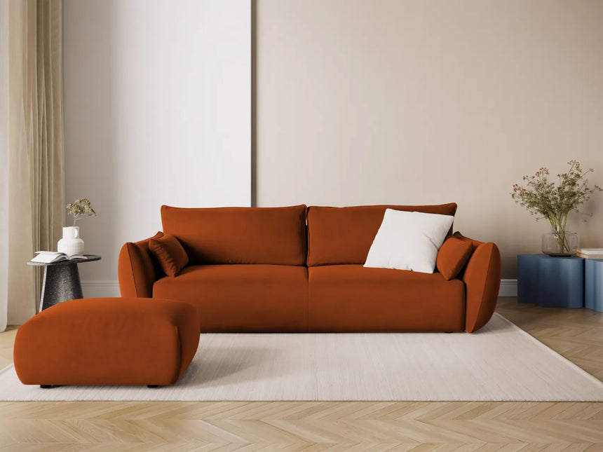 Matera 3-Sitzer Sofa mit Schlaffunktion und Stauraum, aus Samt in Terrakotta (Salvador 14), 240x108x86 cm von Cosmopolitan Design – Bild 2