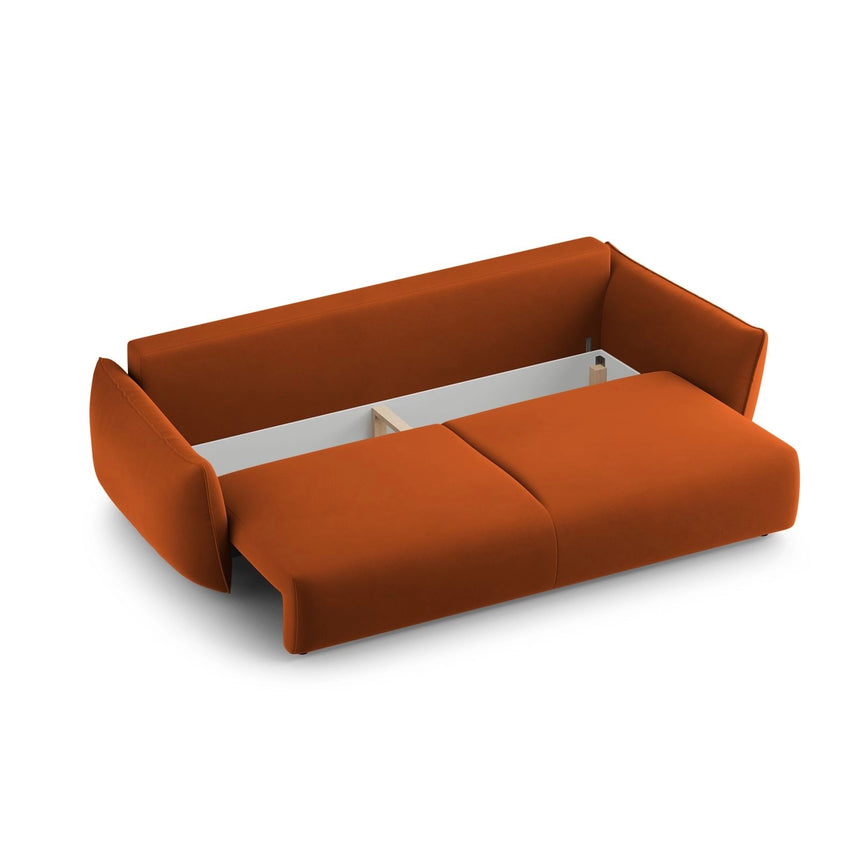 Matera 3-Sitzer Sofa mit Schlaffunktion und Stauraum, aus Samt in Terrakotta (Salvador 14), 240x108x86 cm von Cosmopolitan Design – Bild 6