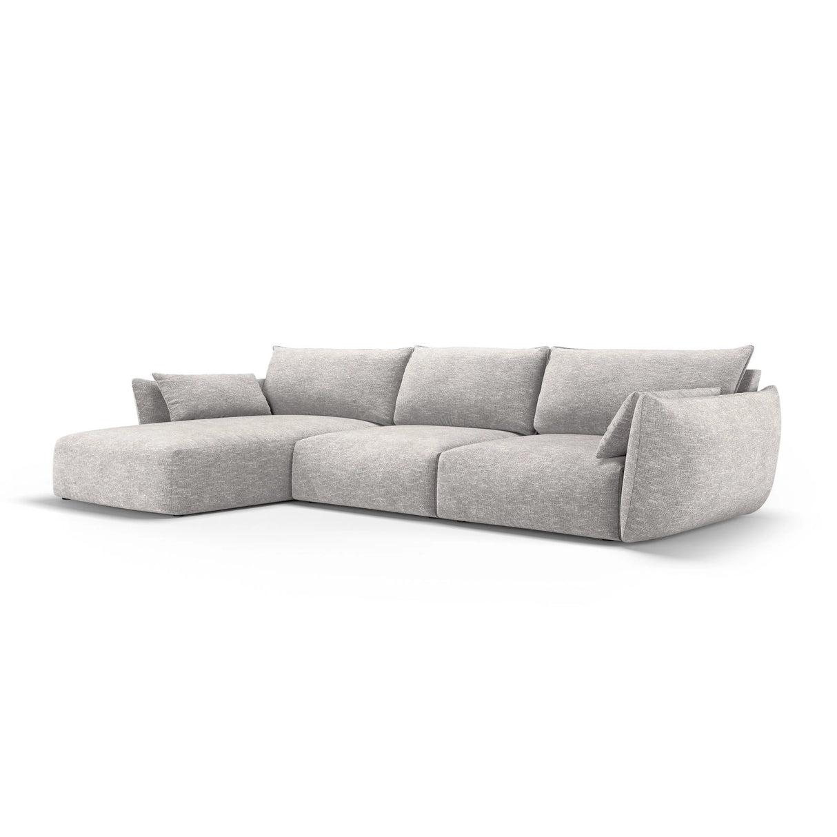 Matera 4-Sitzer Ecksofa, Linke Seite, aus Chenille in Hellgrau (Haga 06), 308x171x85 cm von Cosmopolitan Design – Bild 3