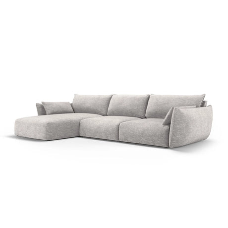 Matera 4-Sitzer Ecksofa, Linke Seite, aus Chenille in Hellgrau (Haga 06), 308x171x85 cm von Cosmopolitan Design – Bild 3