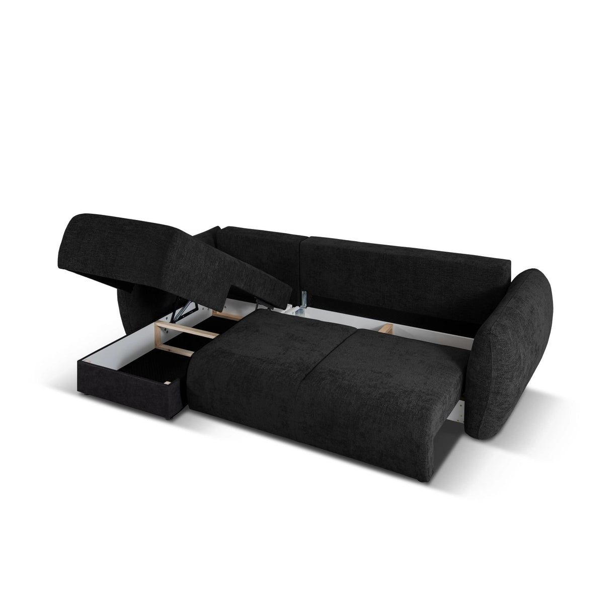 Matera 4-Sitzer Ecksofa, Linke Seite, aus Chenille in Schwarz (Haga 19), 253x173x86 cm von Cosmopolitan Design – Bild 6