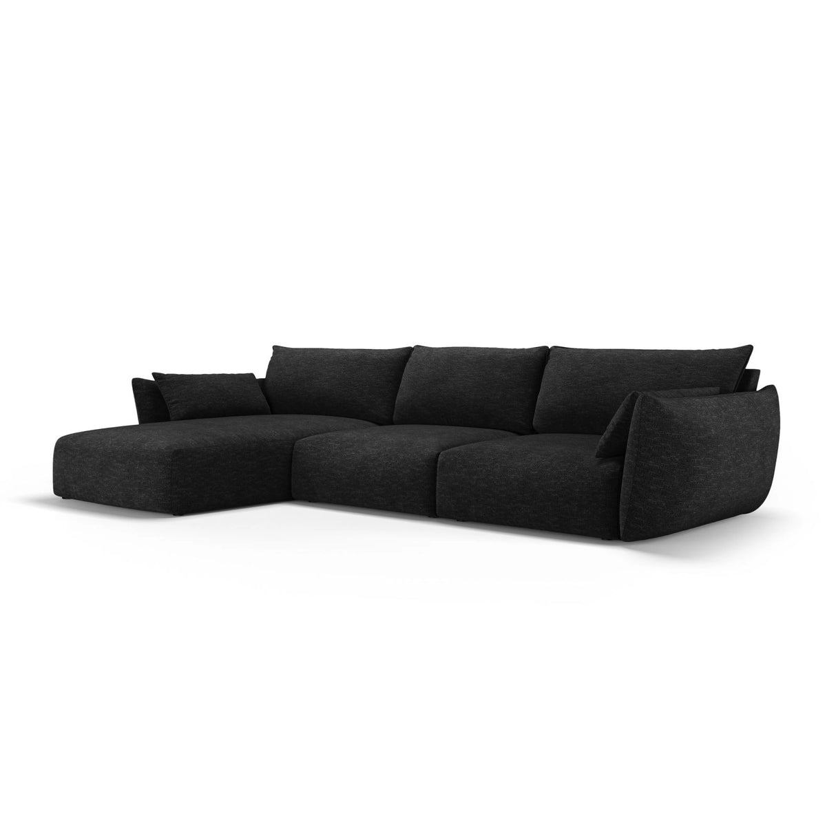Matera 4-Sitzer Ecksofa, Linke Seite, aus Chenille in Schwarz (Haga 19), 308x171x85 cm von Cosmopolitan Design – Bild 3