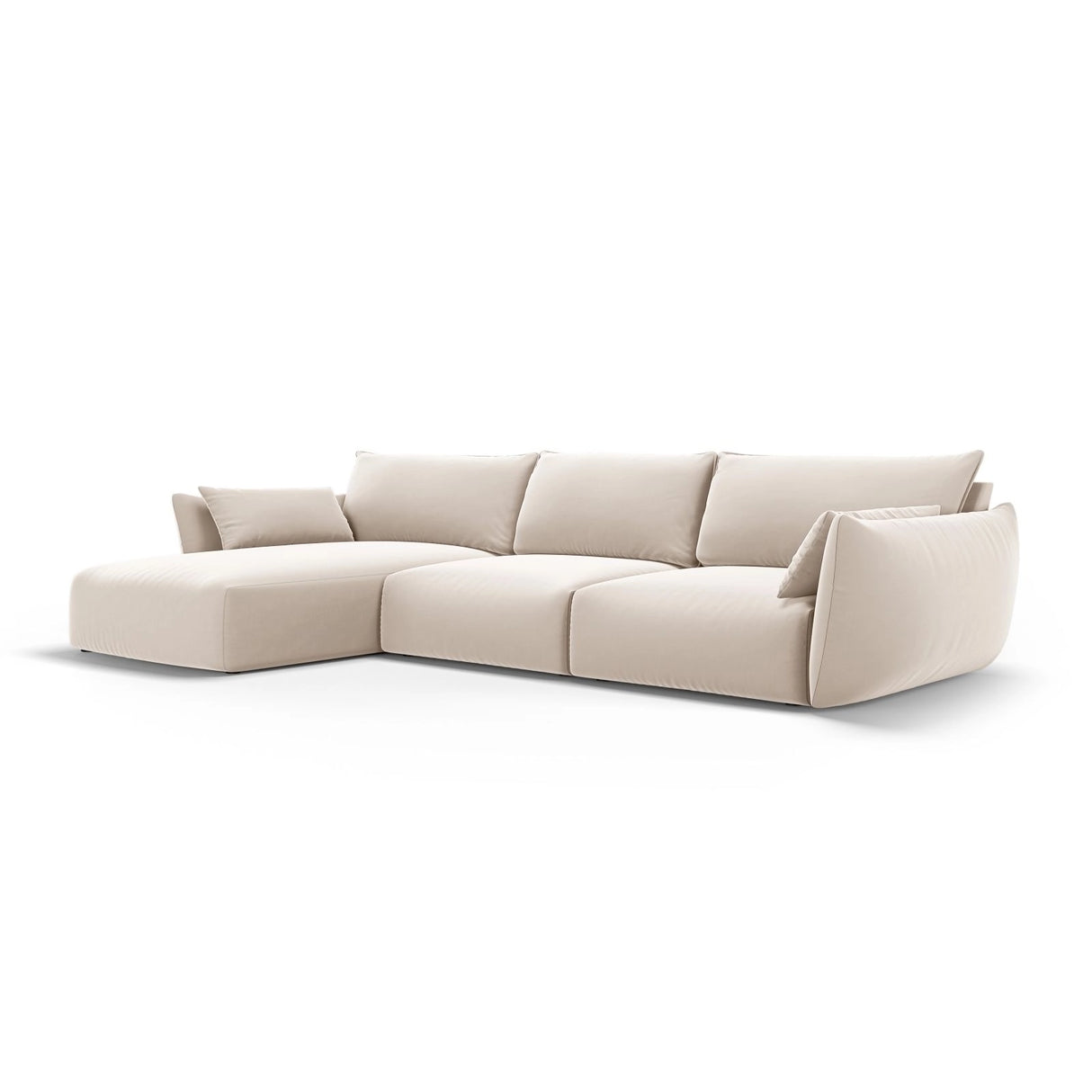 Matera 4-Sitzer Ecksofa, Linke Seite, aus Samt in Beige (Salvador 1), 308x171x85 cm von Cosmopolitan Design – Bild 3