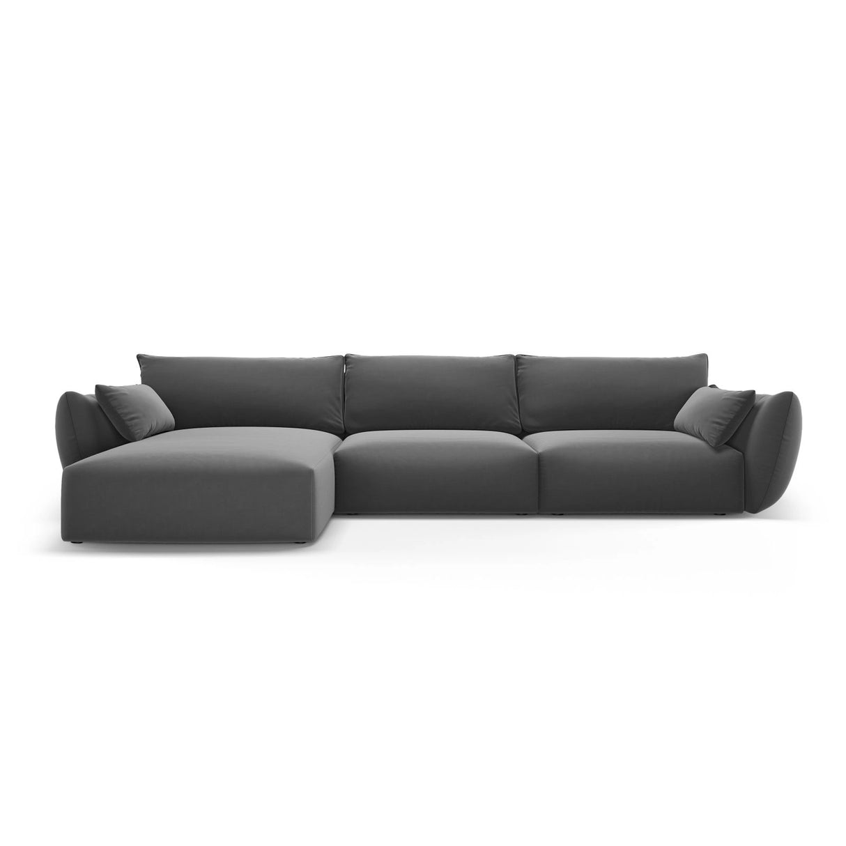 Matera 4-Sitzer Ecksofa, Linke Seite, aus Samt in Dunkelgrau (Salvador 18), 308x171x85 cm von Cosmopolitan Design – Bild 1