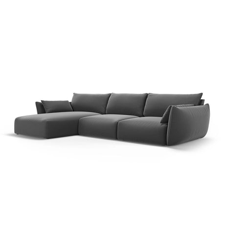 Matera 4-Sitzer Ecksofa, Linke Seite, aus Samt in Dunkelgrau (Salvador 18), 308x171x85 cm von Cosmopolitan Design – Bild 3