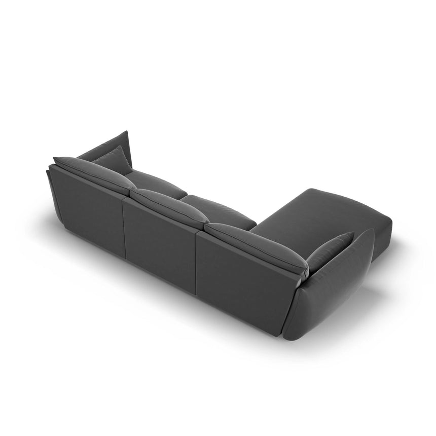 Matera 4-Sitzer Ecksofa, Linke Seite, aus Samt in Dunkelgrau (Salvador 18), 308x171x85 cm von Cosmopolitan Design – Bild 4