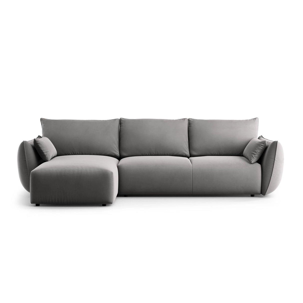 Matera 4-Sitzer Ecksofa, Linke Seite, aus Samt in Grau (Salvador 17), 253x173x86 cm von Cosmopolitan Design – Bild 1