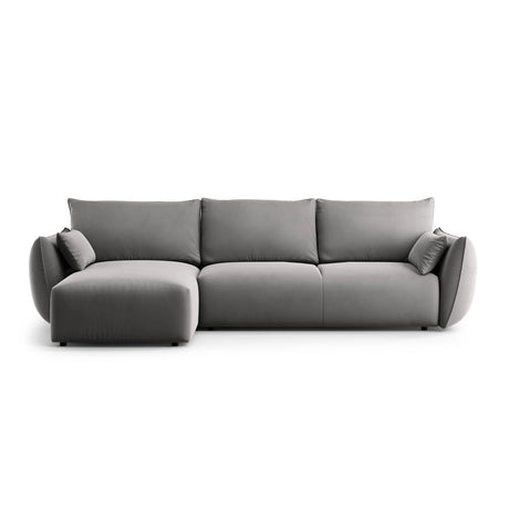Matera 4-Sitzer Ecksofa, Linke Seite, aus Samt in Grau (Salvador 17), 253x173x86 cm von Cosmopolitan Design – Bild 1