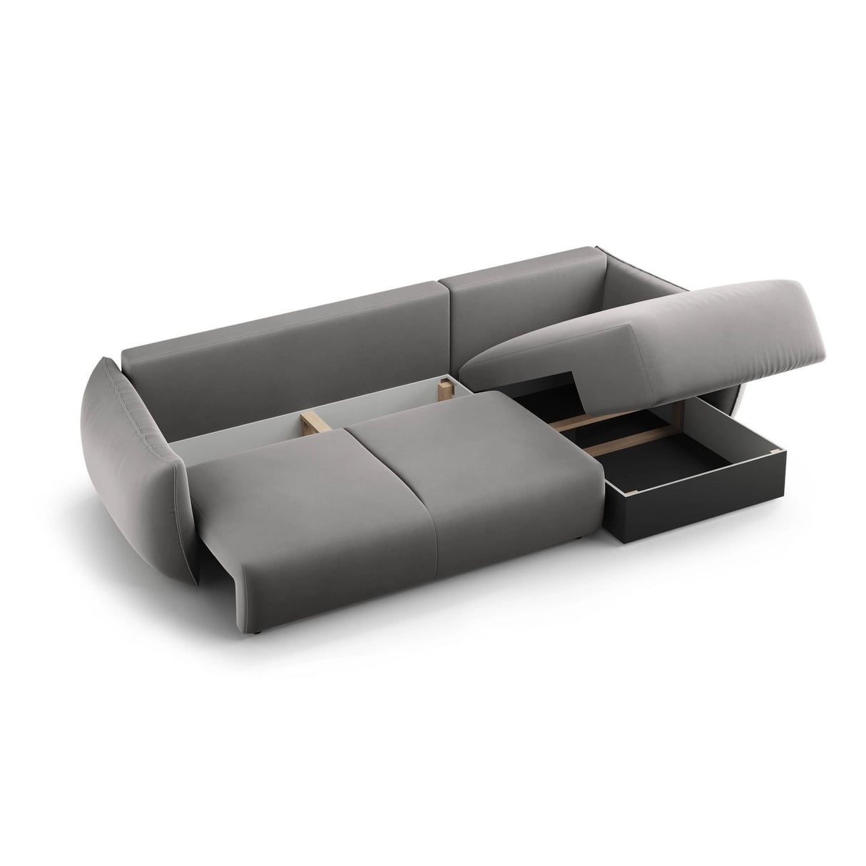Matera 4-Sitzer Ecksofa, Linke Seite, aus Samt in Grau (Salvador 17), 253x173x86 cm von Cosmopolitan Design – Bild 5