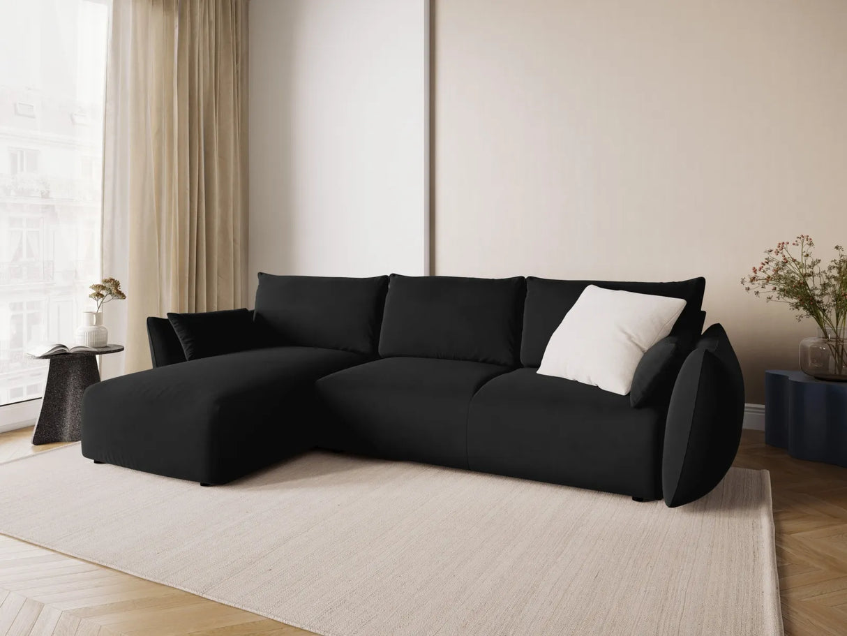 Matera 4-Sitzer Ecksofa, Linke Seite, aus Samt in Schwarz (Salvador 19), 253x173x86 cm von Cosmopolitan Design – Bild 2
