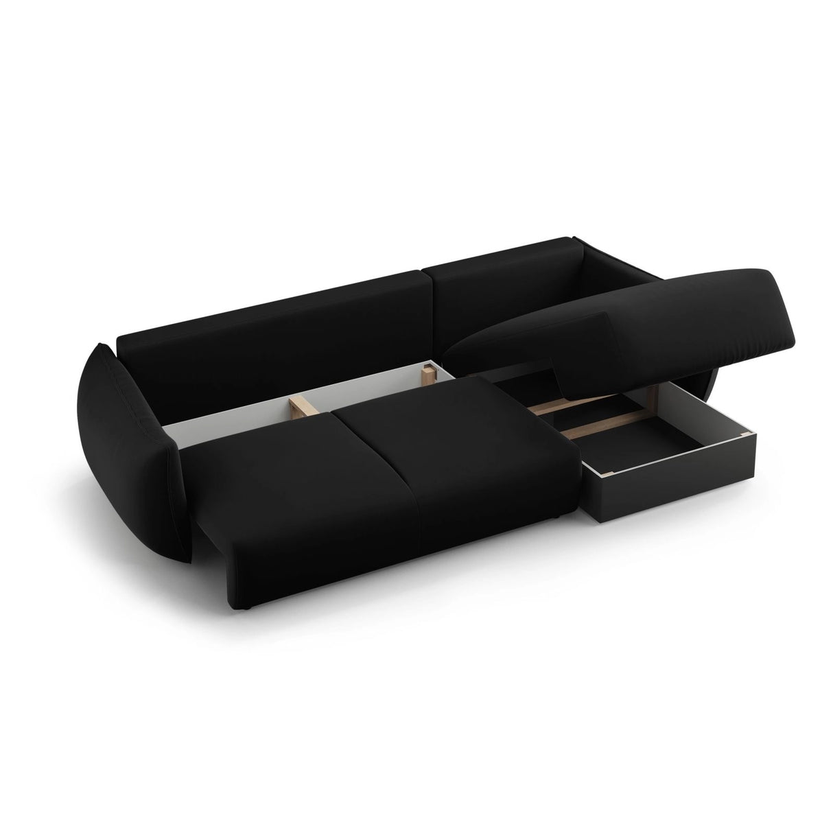 Matera 4-Sitzer Ecksofa, Linke Seite, aus Samt in Schwarz (Salvador 19), 253x173x86 cm von Cosmopolitan Design – Bild 5