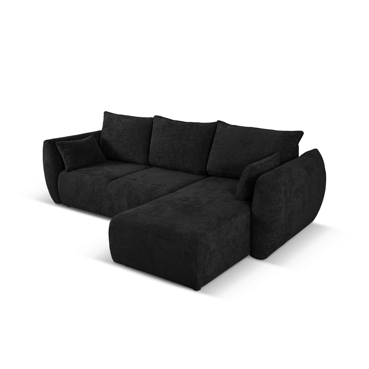 Matera 4-Sitzer Ecksofa, Rechte Seite, aus Chenille in Schwarz (Haga 19), 253x173x86 cm von Cosmopolitan Design – Bild 5