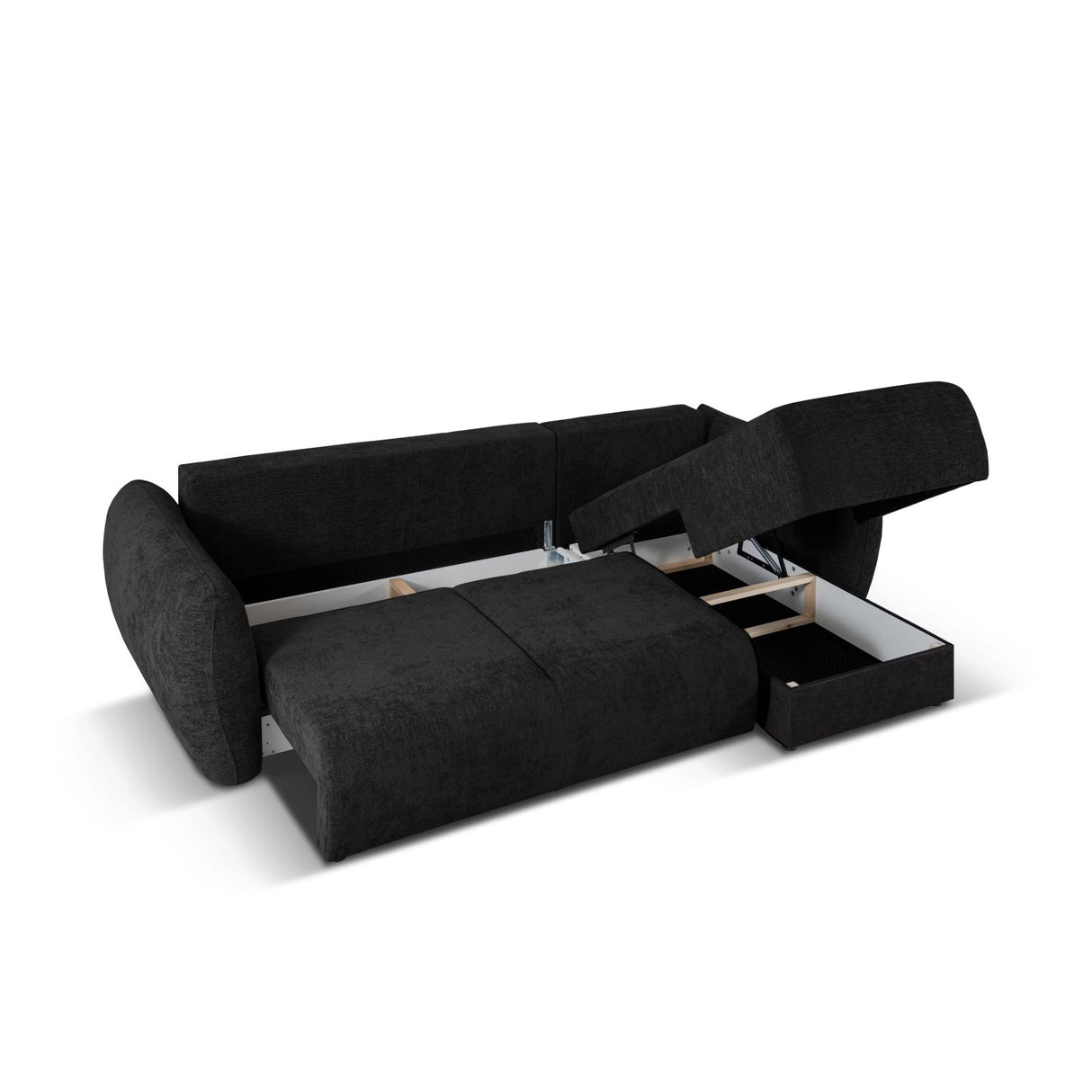 Matera 4-Sitzer Ecksofa, Rechte Seite, aus Chenille in Schwarz (Haga 19), 253x173x86 cm von Cosmopolitan Design – Bild 6