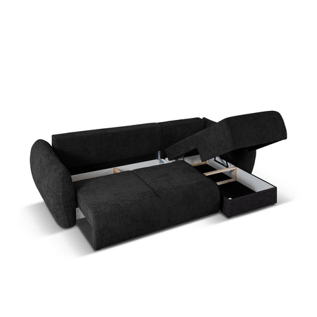 Matera 4-Sitzer Ecksofa, Rechte Seite, aus Chenille in Schwarz (Haga 19), 253x173x86 cm von Cosmopolitan Design – Bild 6