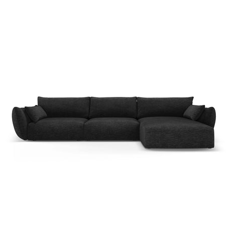 Matera 4-Sitzer Ecksofa, Rechte Seite, aus Chenille in Schwarz (Haga 19), 308x171x85 cm von Cosmopolitan Design – Bild 1