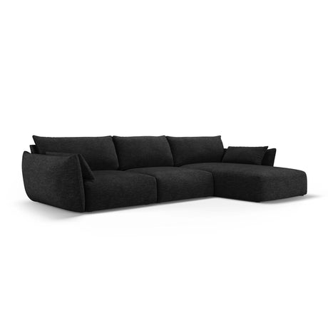 Matera 4-Sitzer Ecksofa, Rechte Seite, aus Chenille in Schwarz (Haga 19), 308x171x85 cm von Cosmopolitan Design – Bild 3