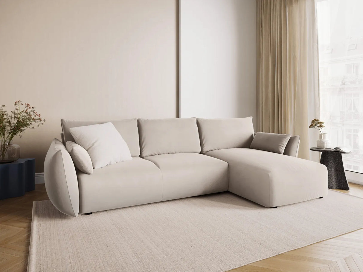 Matera 4-Sitzer Ecksofa, Rechte Seite, aus Samt in Beige (Salvador 1), 253x173x86 cm von Cosmopolitan Design – Bild 2